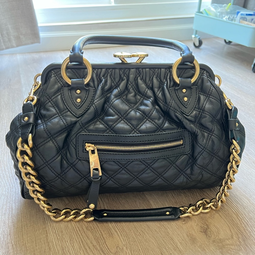 Marc Jacob’s Black Leather Quilted Stam Bag